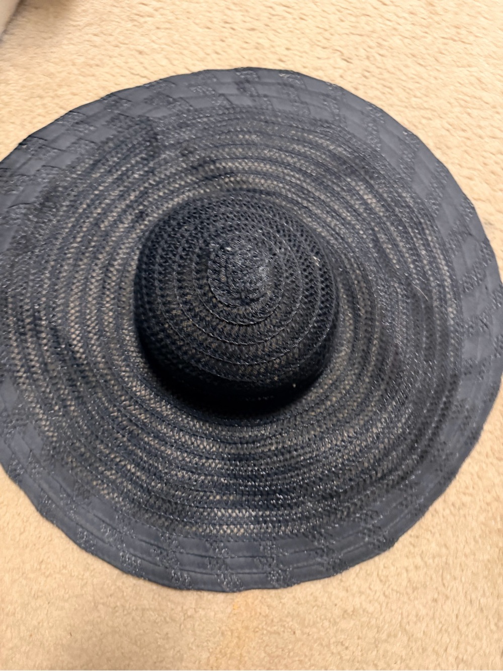 Jessica Simpson Black Wide-Brim Woven Sun Hat